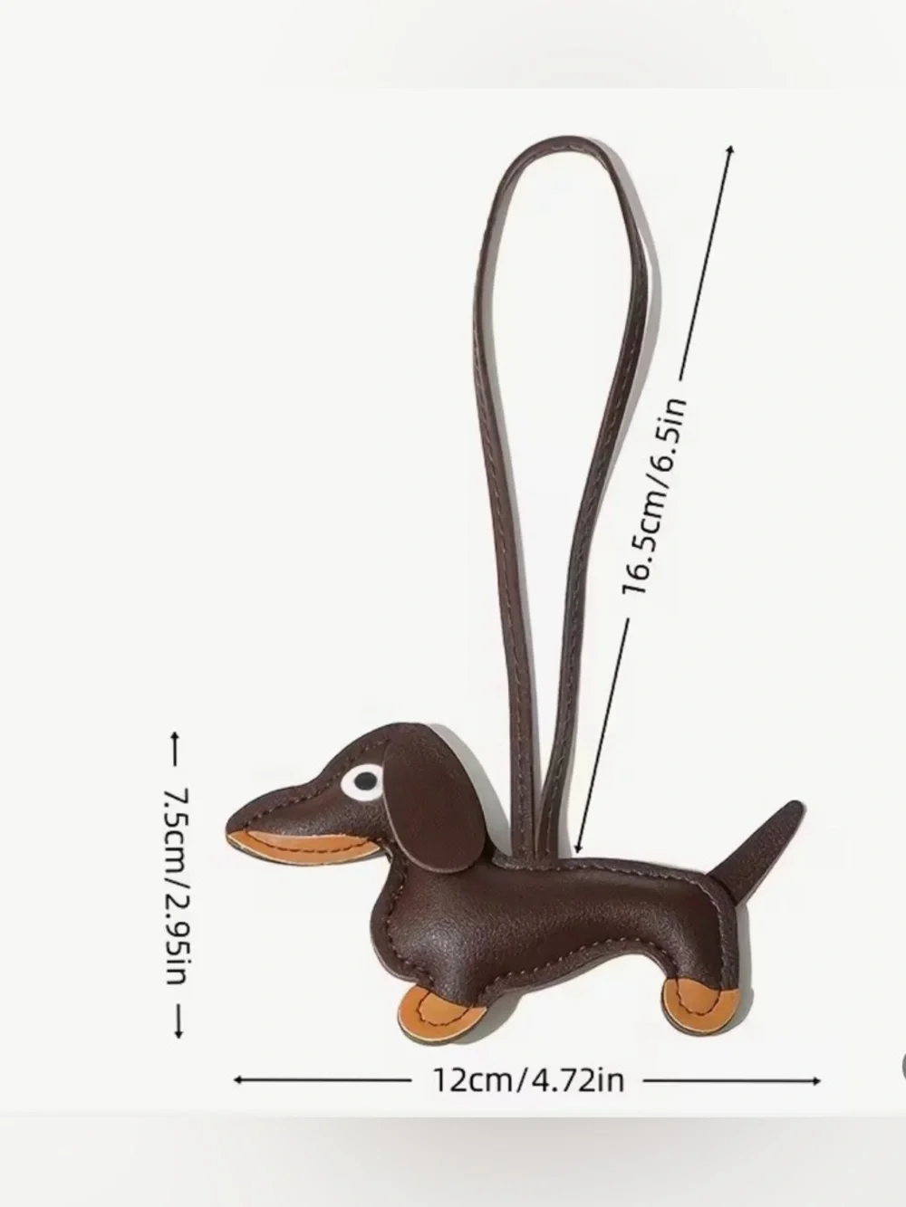 Dachshund Leather Bag Charm in Brown - Picture 4 of 4